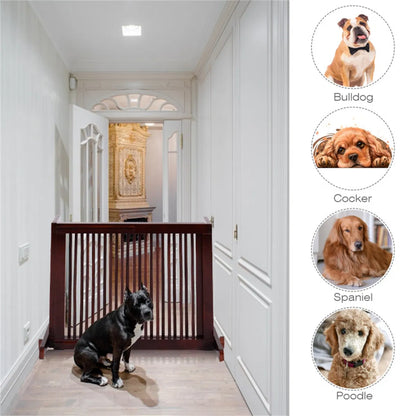 Wooden Pet Gate 3 Panels,Freestanding Length Adjustable - view 7