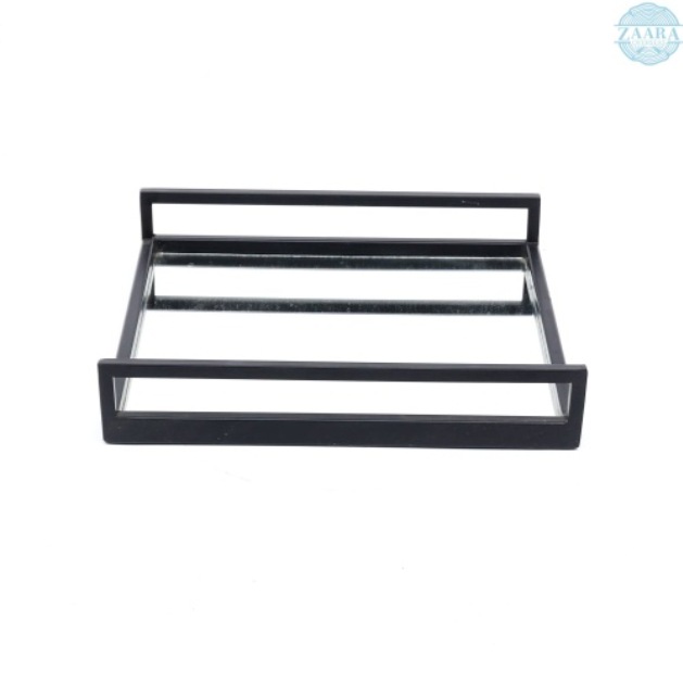 Handcrafted Glass With Metal Frame Serving Tray - 20x20x3 Inches Rustic & Elegant Design For Entertaining-Set Of 2 - view 5