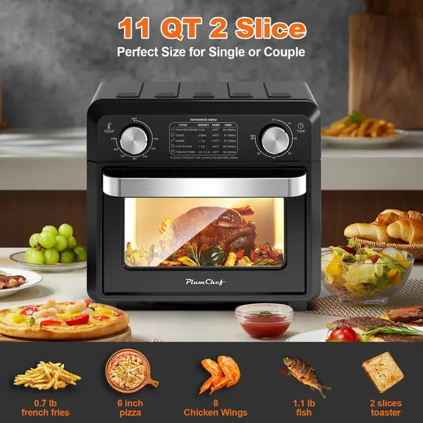11QT Compact Air Fryer Toaster Oven, 1000W Convection Countertop Oven With Reference Menus, 2-Slice Toaster - view 2