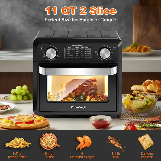 11QT Compact Air Fryer Toaster Oven, 1000W Convection Countertop Oven With Reference Menus, 2-Slice Toaster - view 2