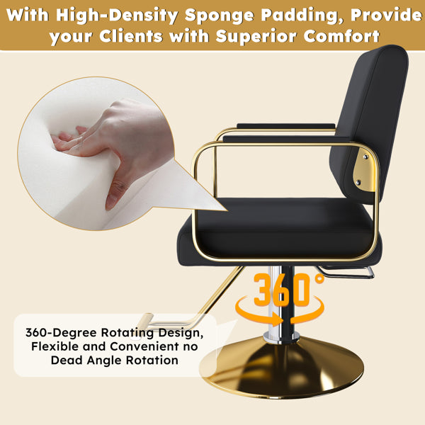 Hydraulic Salon Chair - 360° Swivel Barber Stylist Chair With Pump, Non-Tilting Hairdressing Chair For Hair Salons - view 3