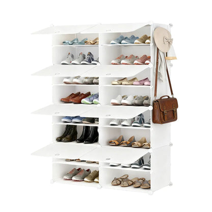 Shoe Rack Storage Cabinet, 8-layer Shoe Storage Cabinet With Door, Stackable And Detachable Shoe Storage Cabinet - view 6