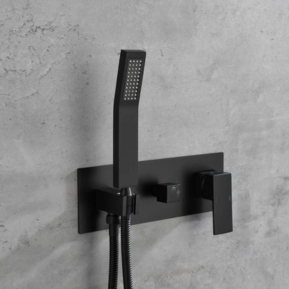 Brass Matte Black Shower Faucet Set Shower System 10 Inch Rainfall Shower Head with Handheld Sprayer Bathroom Luxury - view 5