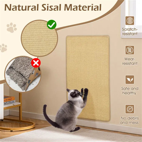 2-Pack 32" x20" Natural Sisal Cat Scratching Mats, Multifunctional Resting & Play Pads For Multi-Cat Households - view 5