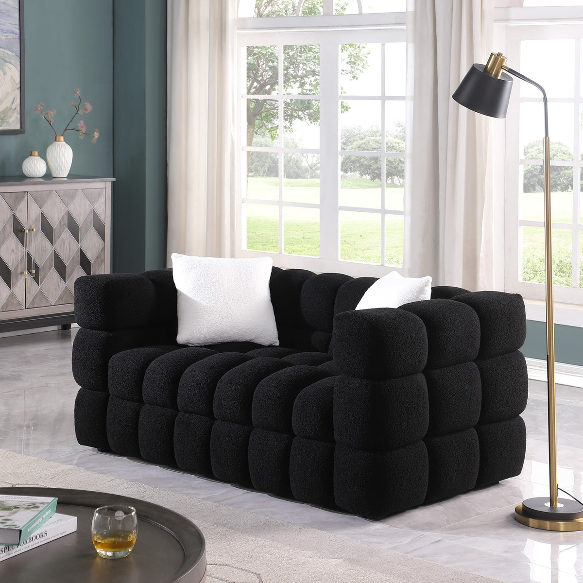 62.2length,35.83inch Deepth,human Body Structure For USA People, Marshmallow Sofa,boucle Sofa,BLACK Color, 2 Seater - view 7