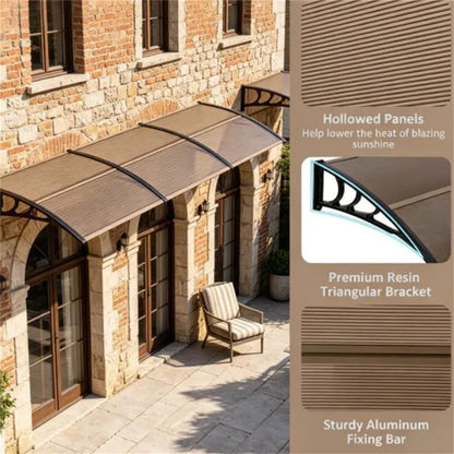 39" x30" Modern Polycarbonate Window Door Awning, UPF50+ Waterproof Windproof Outdoor Patio Canopy With Aluminum - view 3