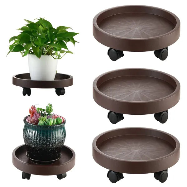 8 Pack Plant Caddy With Wheels Heavy Duty 12.2 Inch Plant Dolly With Locking Casters Rolling Plant Stand For Indoor