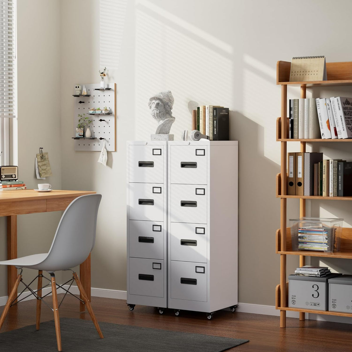 METAN 4 Drawer Vertical File Cabinet On Wheels, Lockable Office Files Storage Cabinet With Handle And Name Card - view 2