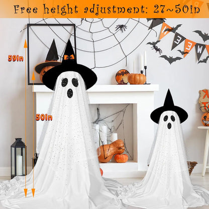 2Packs Halloween Decorations Outdoor,Halloweens Party Decoration Indoor,Spooky Ghost with Remote Control String Lights - view 8
