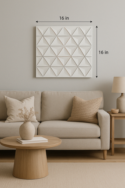 White Square Shape Handcrafted MDF Wall Decor 16inchx16inch Elegant Home Accent - view 2