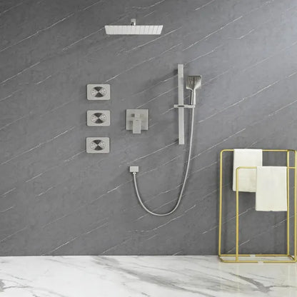 Shower System with Shower Head, Hand Shower, Slide Bar, Bodysprays, Shower Arm, Hose, Valve Trim, and Lever Handles - view 9