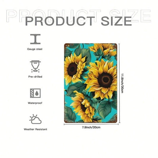 Vintage Watercolor Sunflowers Metal Sign, Decor, Unframed 2D Flat Iron Poster, Poster - view 2