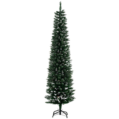 6FT Artificial Snow Dipped Christmas Tree Xmas Pencil Tree Holiday Home Indoor Decoration With Foldable Black Stand