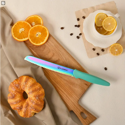 14-Piece Rainbow Colored High Carbon Stainless Steel Kitchen Knife Set, Titanium Coated Blade, Rust-Free & Super Sharp - view 2