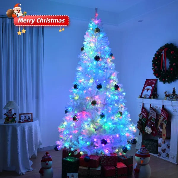 7 FT Pre-lit Artificial Christmas Tree, APP Controlled Xmas Tree Hinged Branches With 400 RGB Lights And 1150 Branch