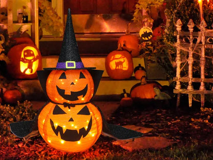 3FT Halloween Collapsible Pumpkin Decoration, 50 LED Pop-Up Pumpkin Lamp With Star Cap - view 4