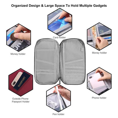Travel Passport Wallet 12Cells Ticket ID Credit Card Holder Water Repellent Documents Phone Organizer - view 4
