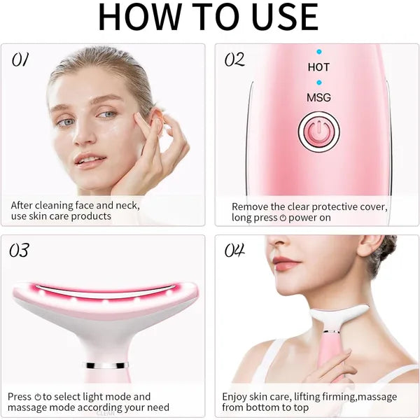 Neck Face Massager, Skin Care Face Massage Tool, 3-in-1 Facial Massager, Face Sculpting Tool With Thermals - view 5