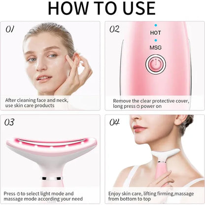 Neck Face Massager, Skin Care Face Massage Tool, 3-in-1 Facial Massager, Face Sculpting Tool With Thermals - view 5