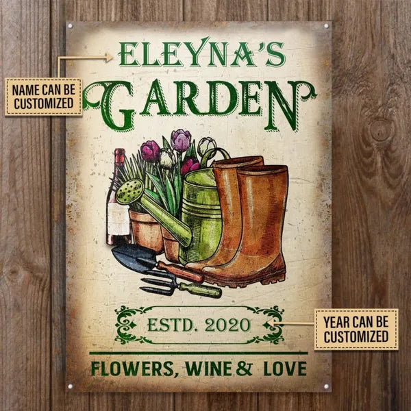 Personalized Gardening Flowers Love Metal Sign Plant Smiles Grow Love Vintage Garden Wall Decor - view 4