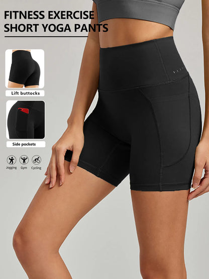 Plus Size Yoga Biker Shorts With Pockets High Waist, Tummy Control Gym Leggings - view 6