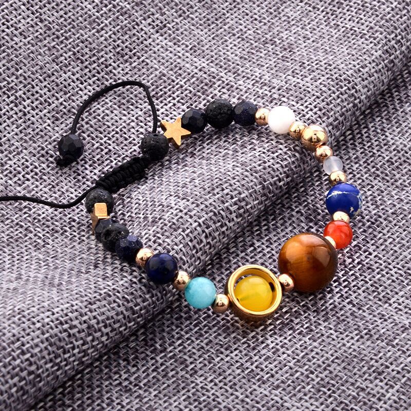 Eight Planets Alloy Bracelet, Natural Stone Bead Bracelet Women Solar System Bracelet Universe Galaxy The Eight Planets - view 5
