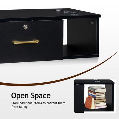 15cm E0 particleboard with hemp surface, two draws and three holes with lock, salon cabinet, black - view 3
