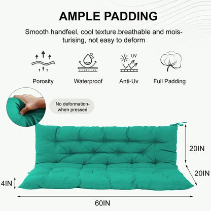 Outdoor Swing Cushions 60 Inch, Waterproof 4' Thick Porch Swing Cushion Replacement With Backrest And Ties - view 4