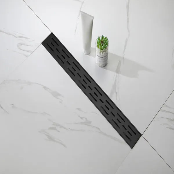 24 Inch Linear Shower Drain With Removable Brick Patterned Grate Cover
