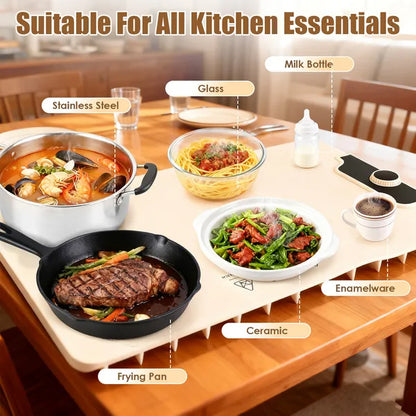 Food Warming Mat 23.6X15.8In 300W Fast Heating Electric Silicone Food Warmer With 14 Temp Levels 10Hrs Timer Settings - view 3
