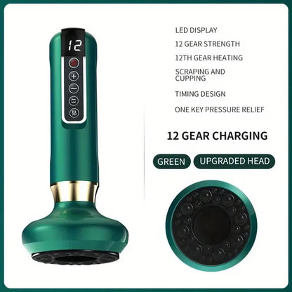 Cupping Massager, 12-level Body Scraping Tool, Cupping Tool. USB Rechargeable, Equipped With 1800mAh Lithium Battery