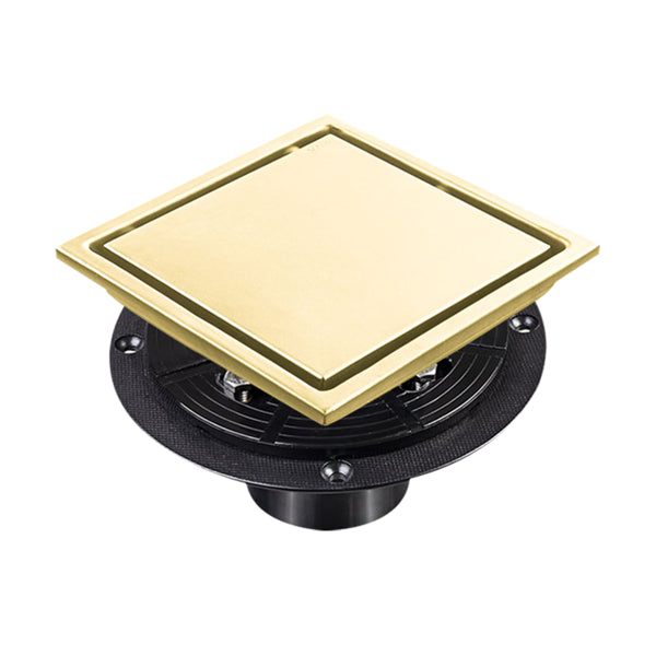 6 Inch Square Shower Drain With 2-in-1 Flat & Tile Insert Removable Cover