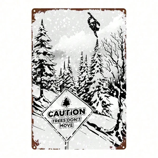 1pc 2D Flat Metal Sign Freeride Snowboard Plaque, Sturdy Metal Wall Art For Bars Bedrooms Restaurants Kitchens Home
