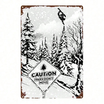 1pc 2D Flat Metal Sign Freeride Snowboard Plaque, Sturdy Metal Wall Art For Bars Bedrooms Restaurants Kitchens Home