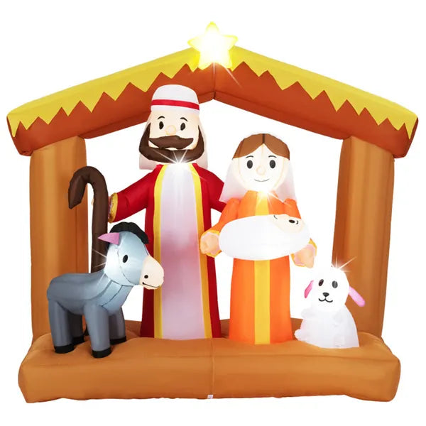 6ft Inflatable Nativity Scene - 6 Built-in LED Lights Weather-Resistant Polyester Xmas Outdoor Decor - view 5