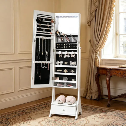 Vintage Style Jewelry Cabinet With 3 Shelves And Foldable Storage - view 3