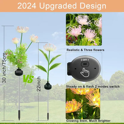 4 Pack Solar Garden Lights Outdoor, Solar Flower Lights For Yard With Lighting Modes, Glowing Flowers & Stems - view 2