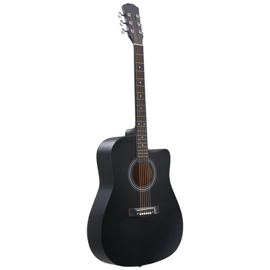 Matte Black 41-inch Dreadnought Barrel-shaped Cutaway Acoustic Guitar With Pick, Strings, Capo, Gig Bag, Tuner - view 2