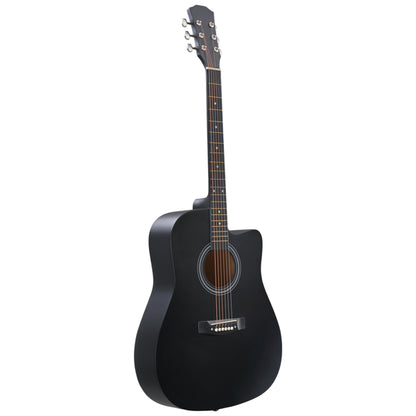 Matte Black 41-inch Dreadnought Barrel-shaped Cutaway Acoustic Guitar With Pick, Strings, Capo, Gig Bag, Tuner - view 2