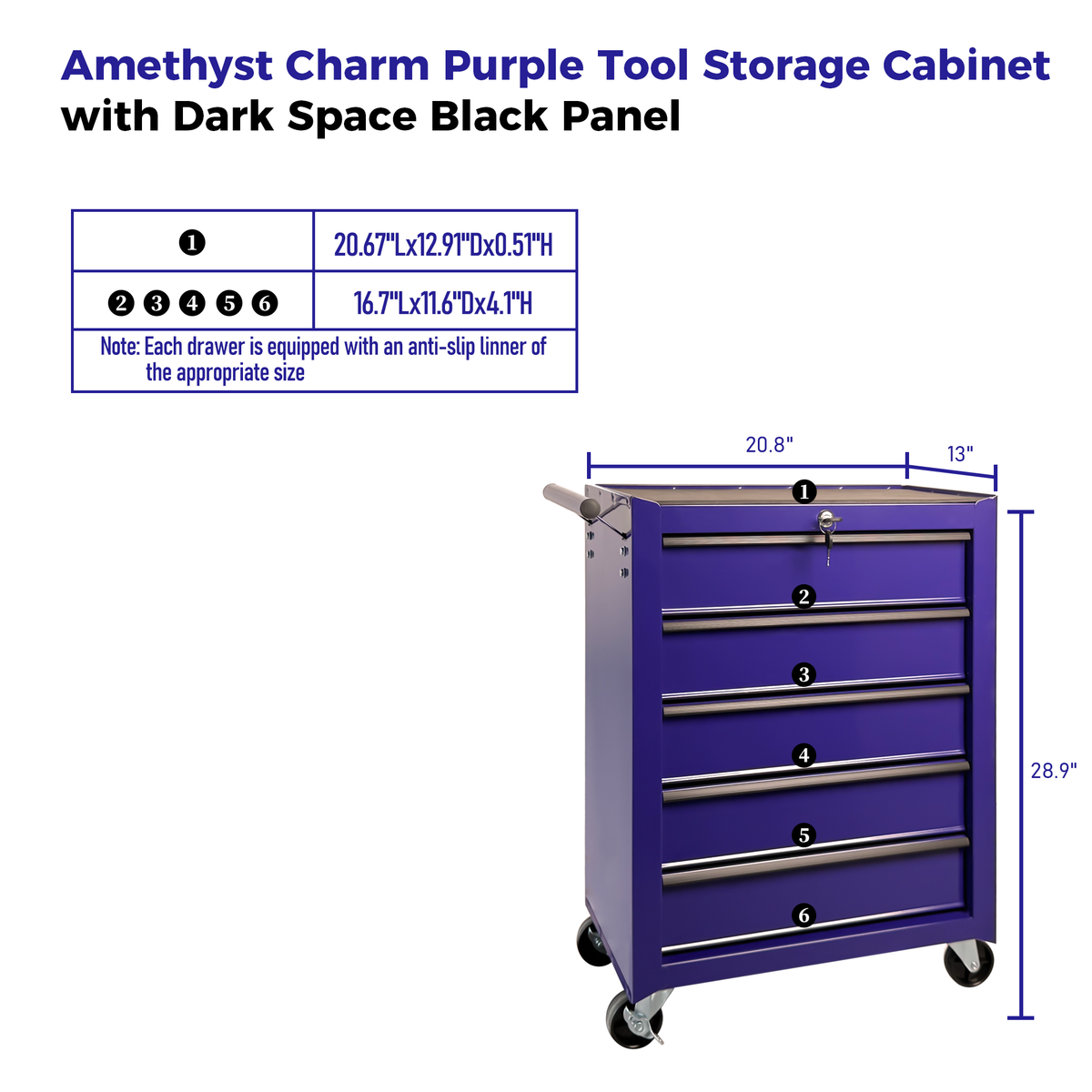 Rolling Metal Tool Chest With 5 Drawers, 20inch 5-Drawer Tool Chest Cabinet With Ball Bearing Drawer Slides - view 10