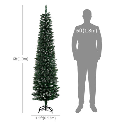 6FT Artificial Snow Dipped Christmas Tree Xmas Pencil Tree Holiday Home Indoor Decoration With Foldable Black Stand - view 6