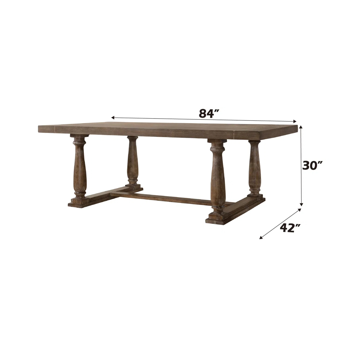 Bernard Weathered Oak Finish Dining Table - view 3