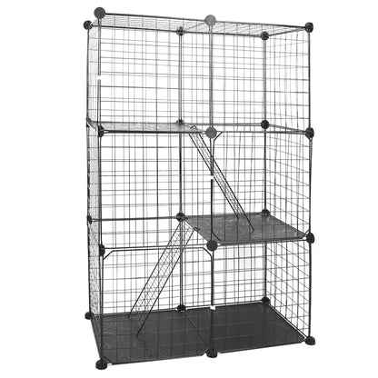 Cat Cage DIY Indoor Pet Home Small Animal House Detachable Playpen with 3 Doors 3 Tiers for Kitten Puppy Bunny - view 6