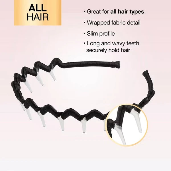 Fabric Covered Zig Zag Headband - Black - All Hair: Hair Styling, Fashion, Securing Hair - view 5