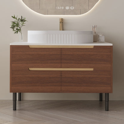 36 Inch Bathroom Vanity, Freestanding Or Wall Mounted With Ceramic Integrated Sink & Soft-Close Drawers - view 7