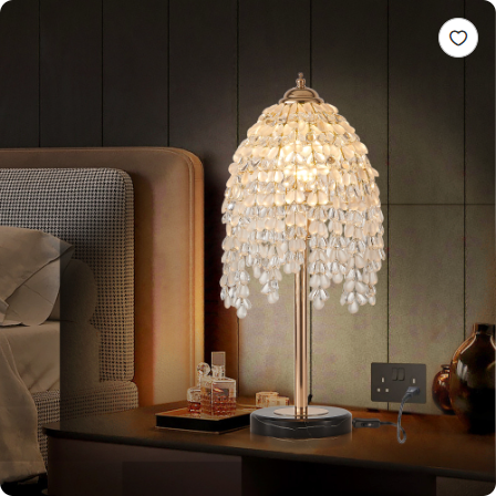 19 Inch Height Elegant Crystal Table Lamp Vintage Waterfall Design With Teardrop Grape Crystal Bead String Shades - view 5