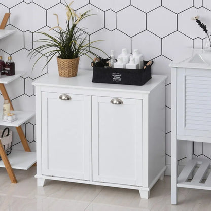 Tilt-Out Laundry Sorter Cabinet, Bathroom Storage Organizer white-AS - view 3