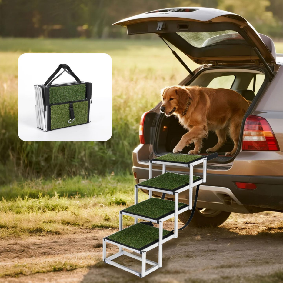 Foldable Dog Ramp For Cars, SUVs, Trucks, Portable Pet Dog Stairs For Large Dogs With Non-Slip Surface & Reinforced