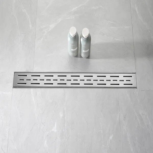 28 Inch Linear Shower Drain With Removable Brick Patterned Grate Cover - view 3