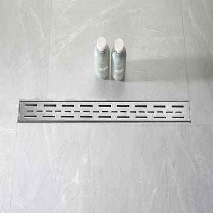 28 Inch Linear Shower Drain With Removable Brick Patterned Grate Cover - view 3